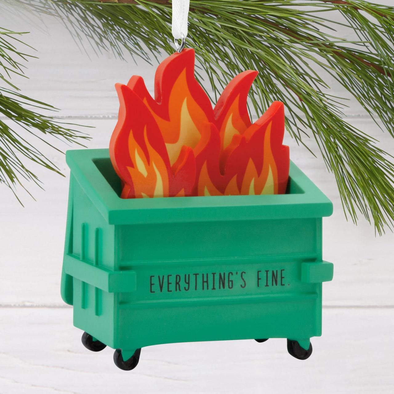 Hallmark dumpster fire christmas ornament